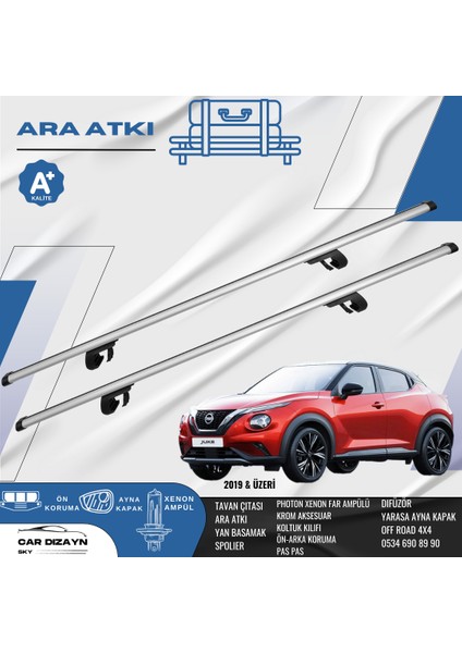 Nissan Juke 2019-2020-2021-2022-2023-2024 Oluklu Port Bagaj Ara Atkı Tavan Barı Gri 2 Adet