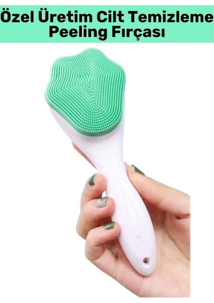 Özel Ergonomik Saplı Masaj Etkili Sevimli Tasarım Cilt Bakım Yüz Makyaj Temizleme Peeling Fırçası