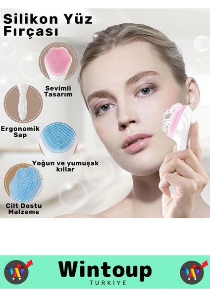 Özel Ergonomik Saplı Masaj Etkili Sevimli Tasarım Cilt Bakım Yüz Makyaj Temizleme Peeling Fırçası