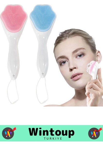 Özel Ergonomik Saplı Masaj Etkili Sevimli Tasarım Cilt Bakım Yüz Makyaj Temizleme Peeling Fırçası
