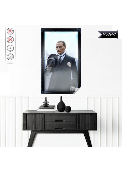 Statik Tutunma Özellikli Tablo - Poster Atatürk (Model- 7) 70 cm x 110 cm 10