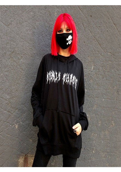 Touz Siyah Tribal Gothic Wings (Unisex) Kapşonlu