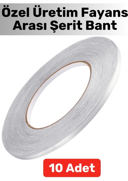 Kaliteli Kendinden Yapışkanlı Duvar Karo Zemin 5 mt x 0.5cm Gri Fayans Arası Şerit Bant 10 Ad