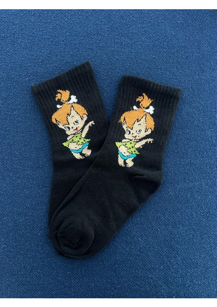 Çakıl Çakmaktaş Unisex Siyah Kolej Çorap
