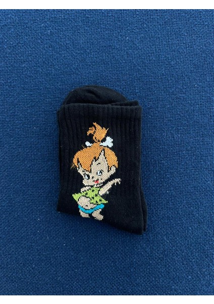 Çakıl Çakmaktaş Unisex Siyah Kolej Çorap