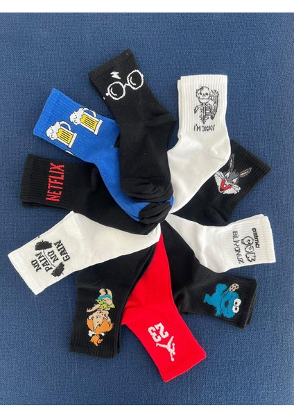 Çakıl Çakmaktaş Unisex Siyah Kolej Çorap