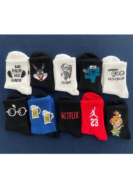 Çakıl Çakmaktaş Unisex Siyah Kolej Çorap