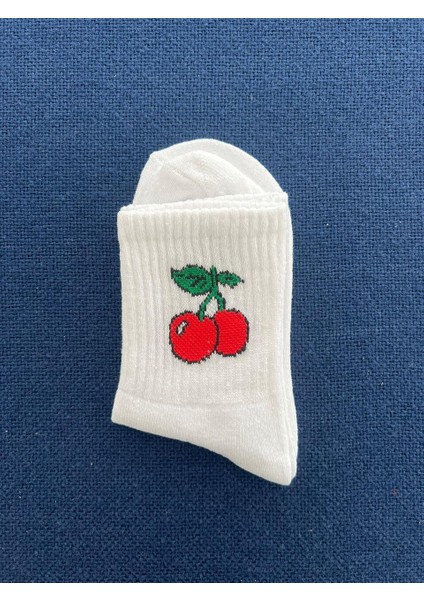 Cherry Unisex Beyaz Kolej Çorap fiyatları