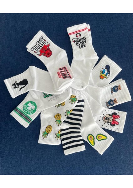 Cherry Unisex Beyaz Kolej Çorap modelleri