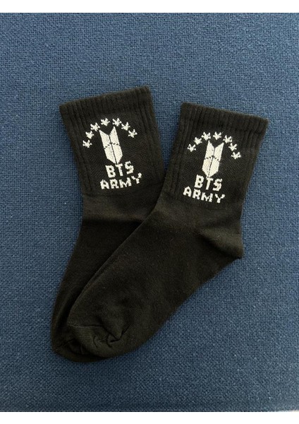 Bts Army Unisex Siyah Kolej Çorap