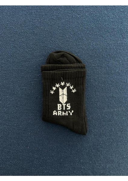 Bts Army Unisex Siyah Kolej Çorap