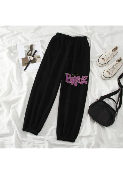Y2K Bratz Baskılı Oversize Unisex Siyah Eşofman Altı fiyatları
