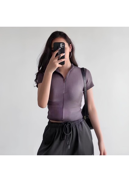 Sandy Kumaş Kısa Kol Crop