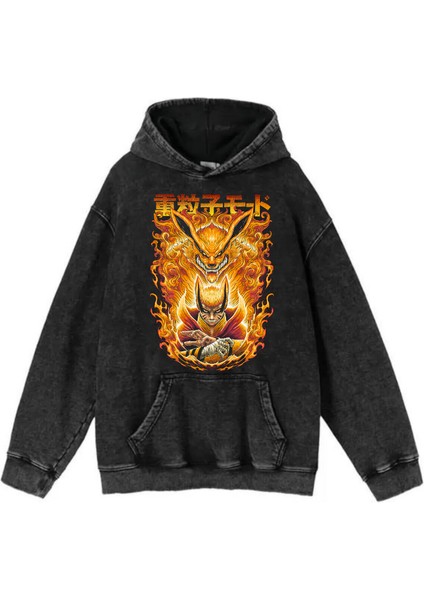 Yıkamalı Kumaş Anime Naruto Kapüşonlu Hoodie Sweatshirt