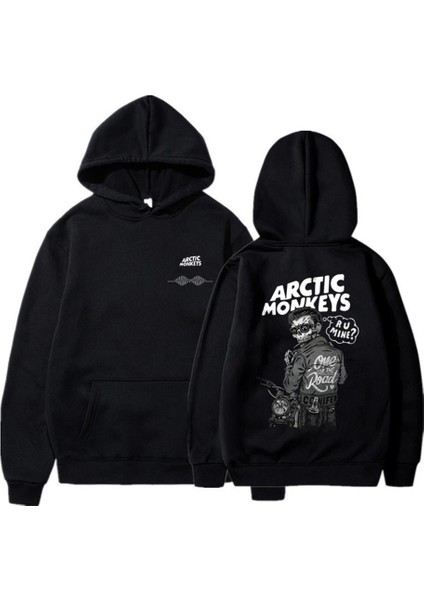 Arctic Monkeys Sırt Baskılı Siyah Unisex Oversize Kapüşonlu Sweatshirt