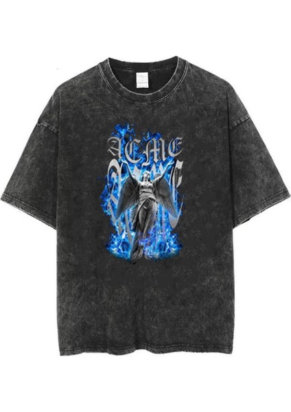 Yıkamalı Art Winged Eskitme T-Shirt