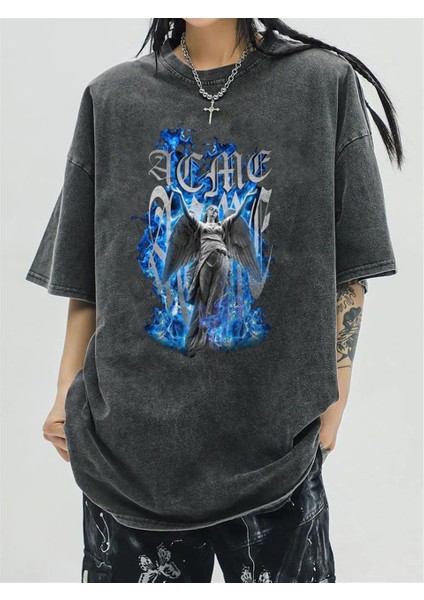 Yıkamalı Art Winged Eskitme T-Shirt