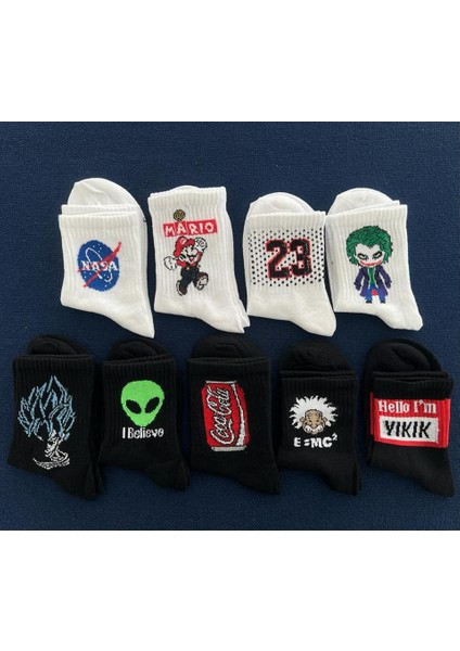 Hello I'm Yıkık Unisex Siyah Kolej Çorap