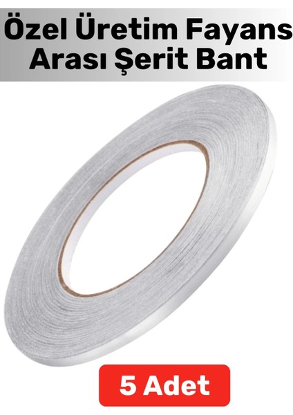 Kaliteli Kendinden Yapışkanlı Duvar Karo Zemin 5 mt x 0.5 cm Gri Fayans Arası Şerit Bant 5 Ad