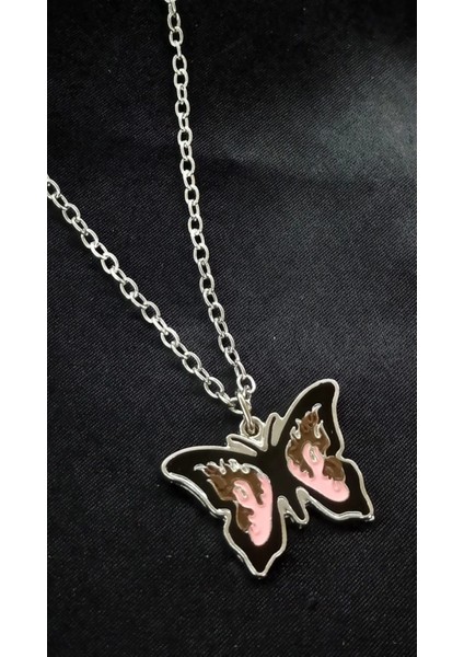 Pink Butterfly Tasarımlı Kolye