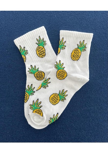 Pineapple Unisex Beyaz Kolej Çorap