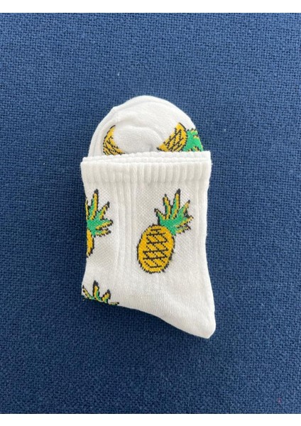 Pineapple Unisex Beyaz Kolej Çorap
