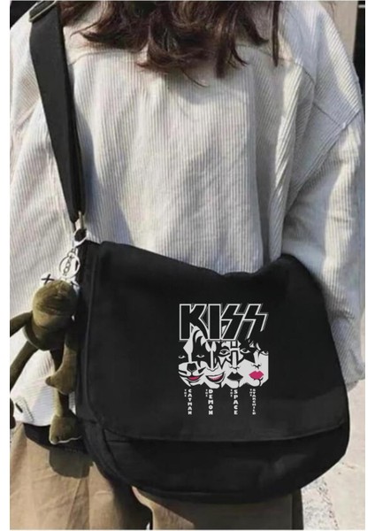 Kiss Unisex Siyah Postacı Çantası