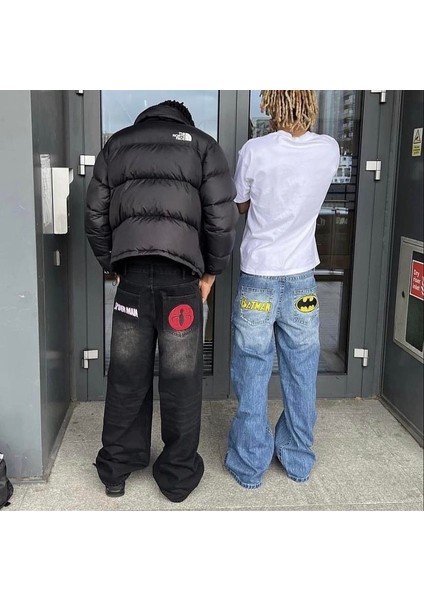 Spider&batman Yıkamalı Baggy Jean