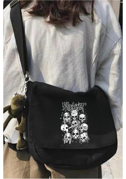 Slipknot Unisex Siyah Postacı Çantası