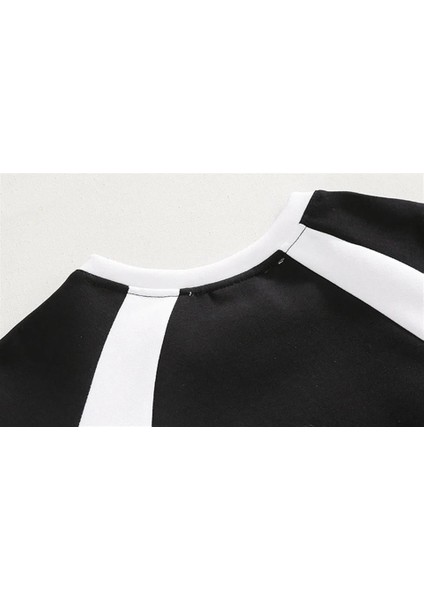 Y2K Streetwear Line Detail Unisex Oversize Bisiklet Yaka Siyah Sweatshirt indirimleri