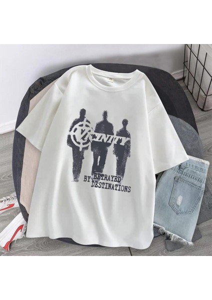 Vicinity Baskılı Beyaz Unisex Oversize T-Shirt