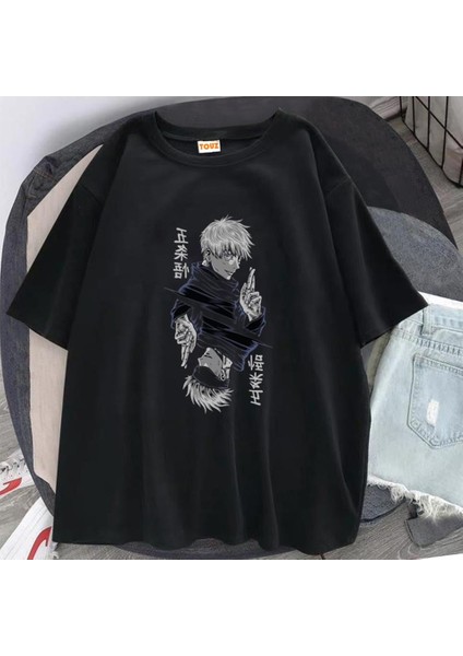 Jujutsu Kaisen Blade Baskılı Siyah Oversize T-Shirt