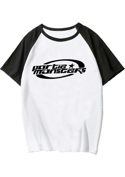Y2K Partie Monster Beyaz Reglan Kol Oversize T-Shirt