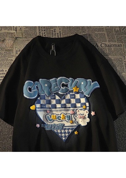 Harajuku Corecury Siyah Oversize T-Shirt modelleri