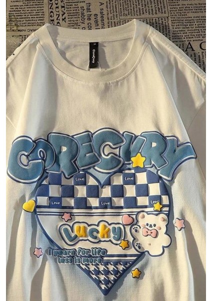 Harajuku Corecury Beyaz Unisex Oversize T-Shirt