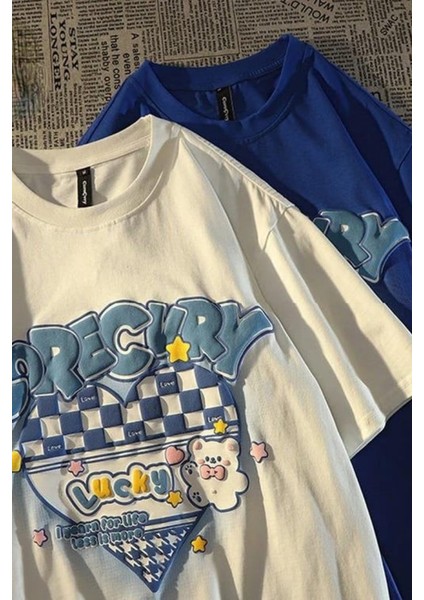 Harajuku Corecury Beyaz Unisex Oversize T-Shirt