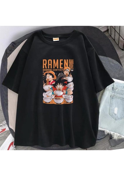 Anime Poster Baskılı Siyah Oversize T-Shirt fiyatları
