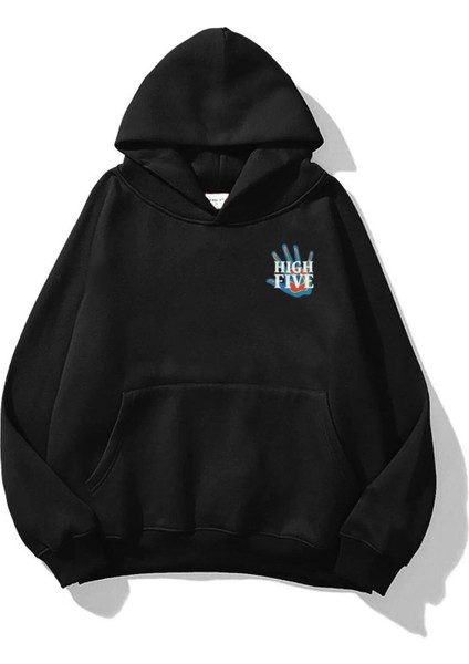 High Five Siyah Kapşonlu Sweatshirt