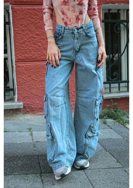 Y2K Plenty Of Pockets Mavi Detail Pantolon