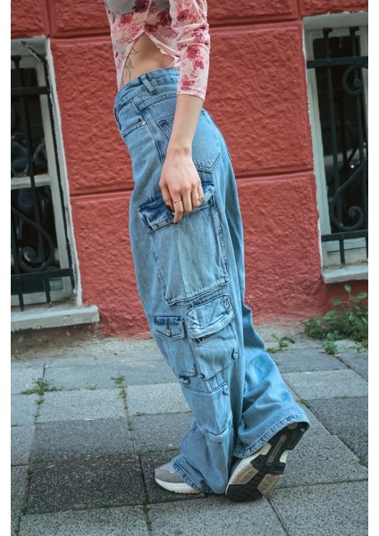 Y2K Plenty Of Pockets Mavi Detail Pantolon