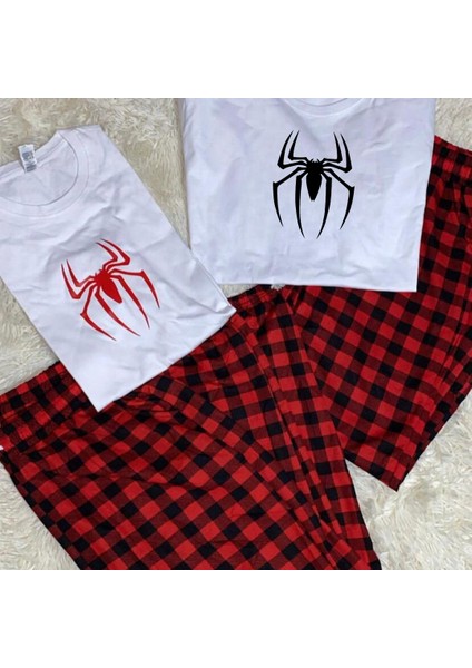 Spider Baskılı Siyah Oversize Kısa Kol Alt Üst 2 L.i Takım