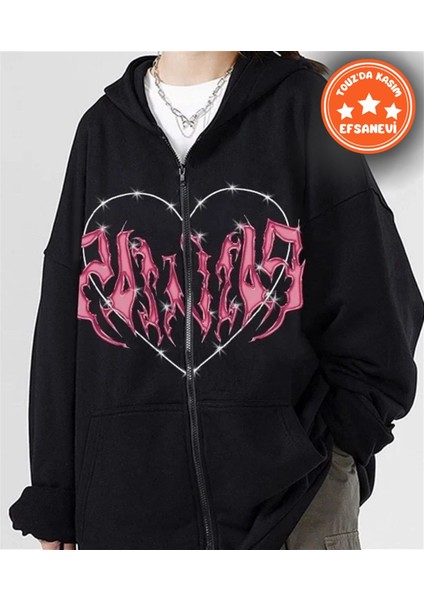 Touz Harajuku Pink Heart With Black Spikes Hırka