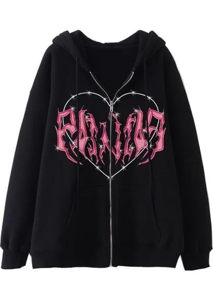 Touz Harajuku Pink Heart With Black Spikes Hırka