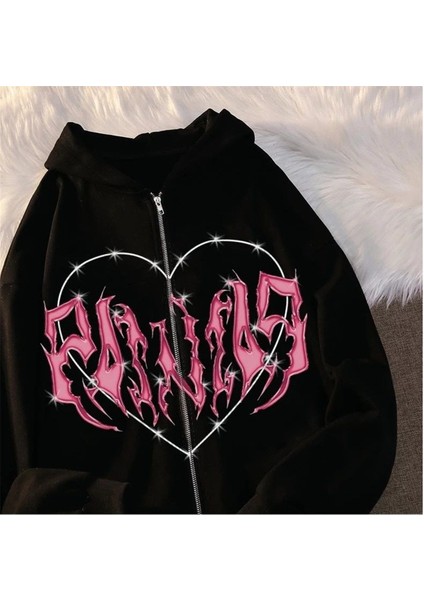 Touz Harajuku Pink Heart With Black Spikes Hırka