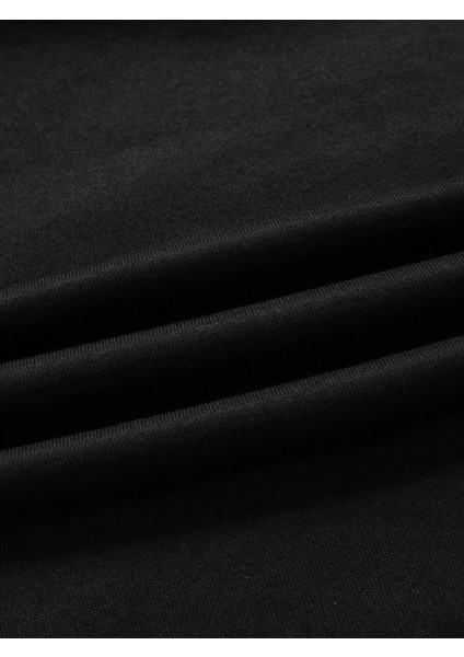 Denin Star Baskılı Siyah Kapşonlu Sweatshirt