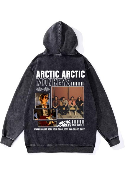 Yıkamalı Artic Monkeys Vintage Kapüşonlu Sweatshirt