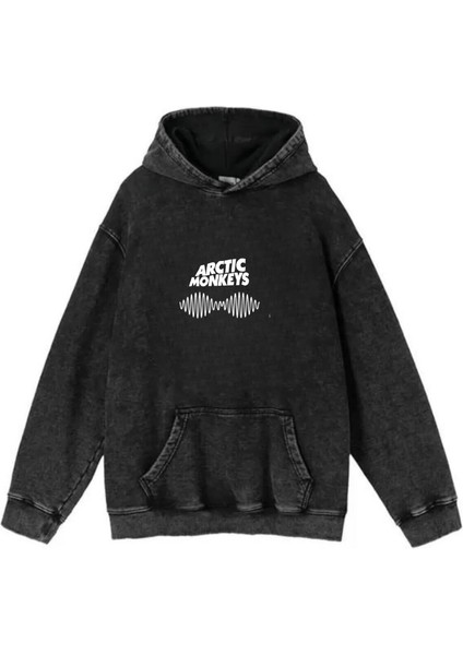 Yıkamalı Artic Monkeys Vintage Kapüşonlu Sweatshirt