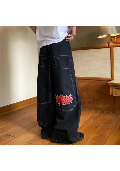 Y2K Vintage Graffiti Desenli Retro Baggy Unisex Jean