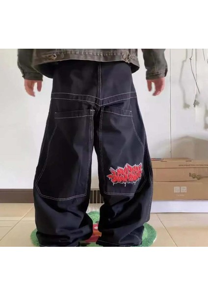 Y2K Vintage Graffiti Desenli Retro Baggy Unisex Jean