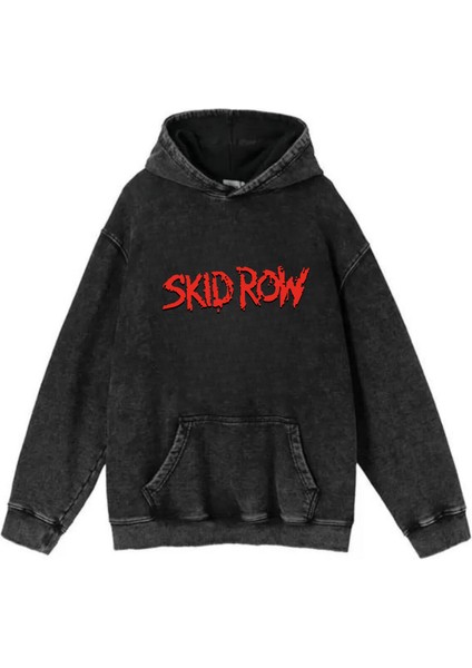 Yıkamalı Kumaş Rock Serisi Skidrow Kapüşonlu Hoodie Sweatshirt